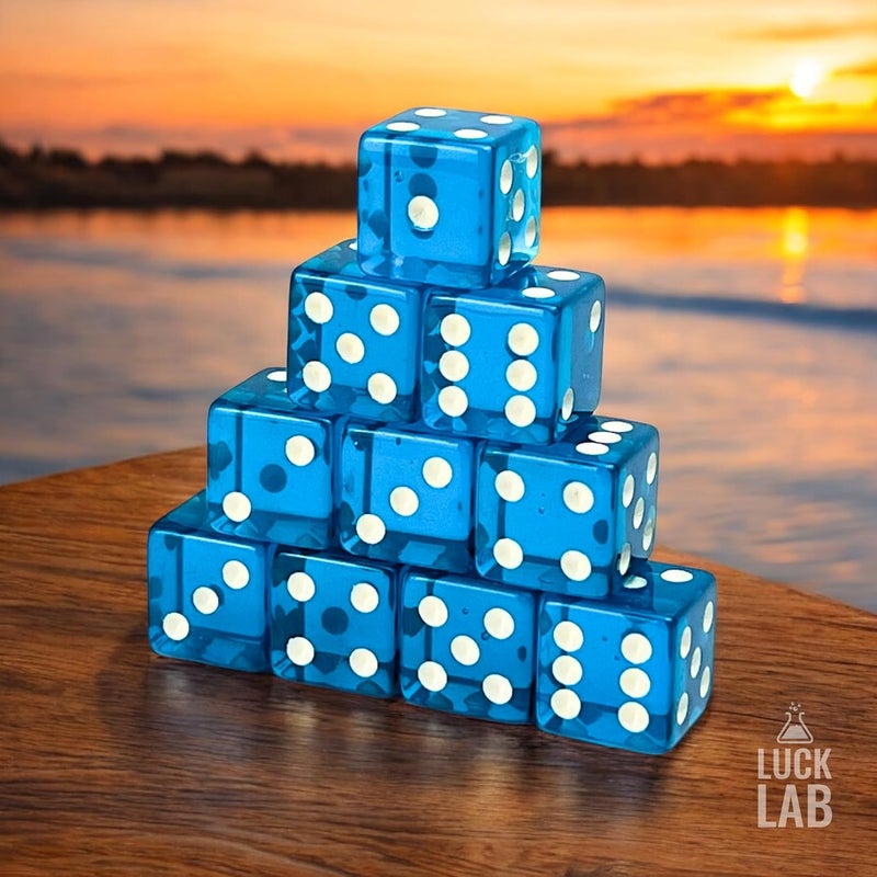 Luck Lab 10 Piece 19 mm Dice Pack - Acrylic and Translucent D6 Dice, Square w/Rounded Edge for Casino, Craps, RPG MTG DND Dice Table Games and Board Games (Light Blue) - Image 2